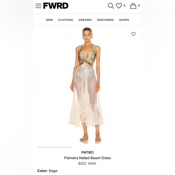 PatBO Dresses & Skirts - PatBO Sage and Cream Palmera Netted Backless Beach Dress